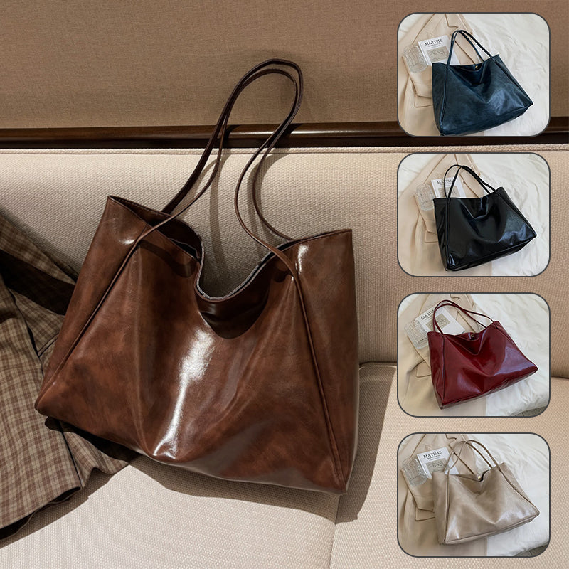 Retro Soft PU Leather Shoulder Bag – Large Capacity Women’s Handbag for Everyday Chic