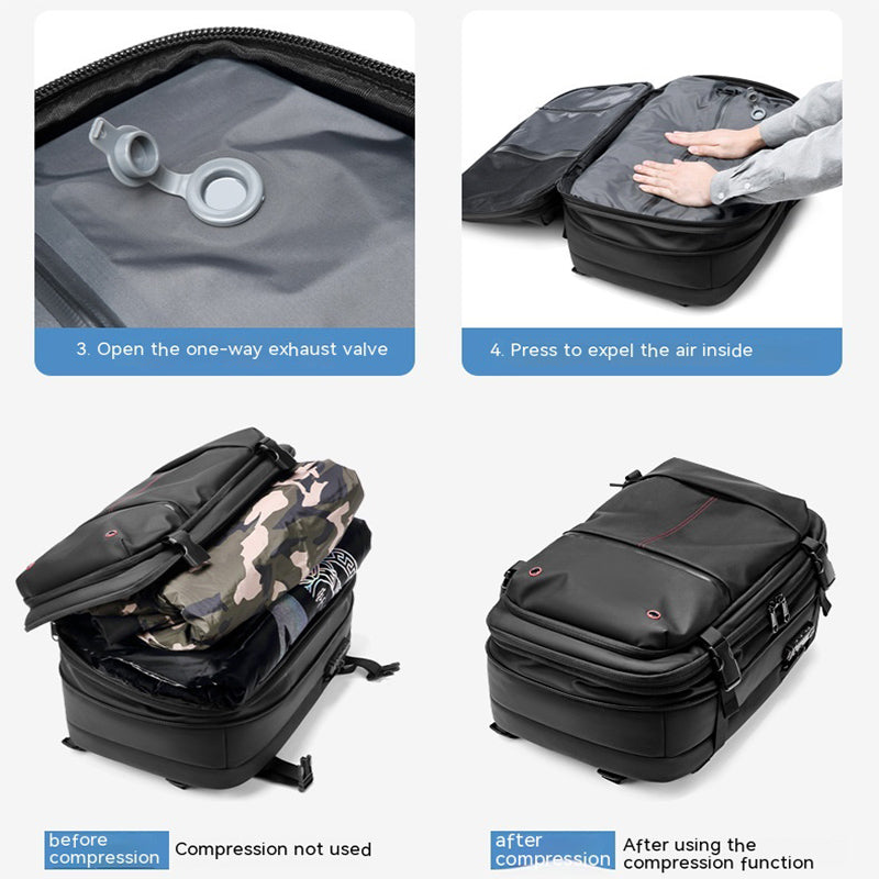 19" Travel Backpack - Waterproof Business Laptop Bag with Vacuum Compression