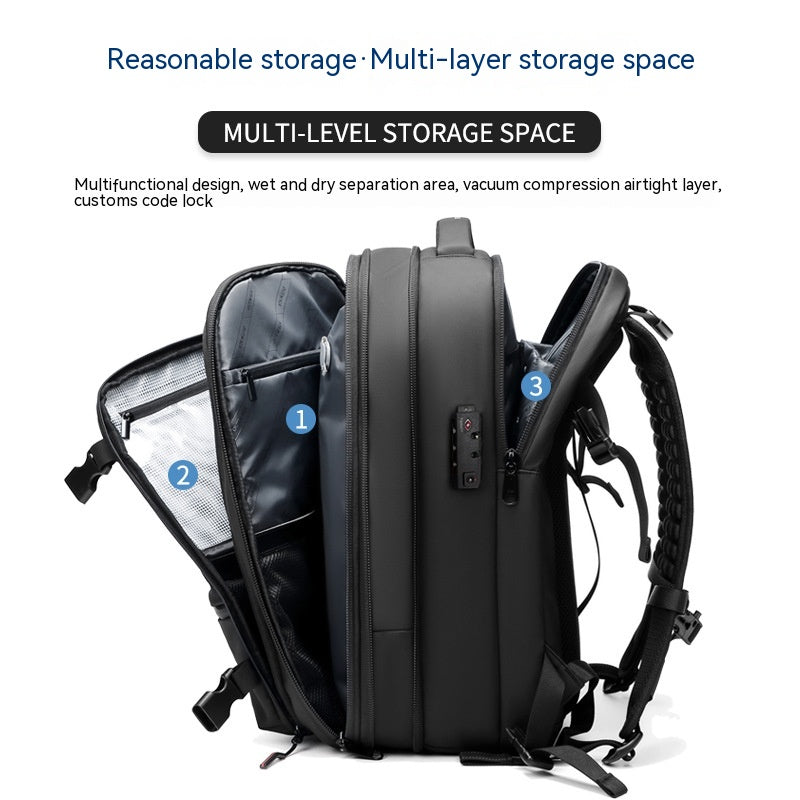 19" Travel Backpack - Waterproof Business Laptop Bag with Vacuum Compression