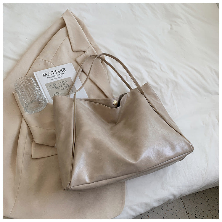 Retro Soft PU Leather Shoulder Bag – Large Capacity Women’s Handbag for Everyday Chic